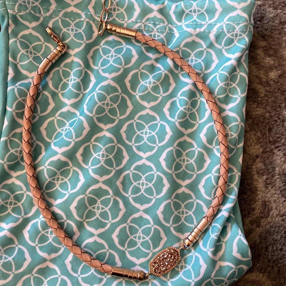 Kendra scott rose gold leather choker with druzy